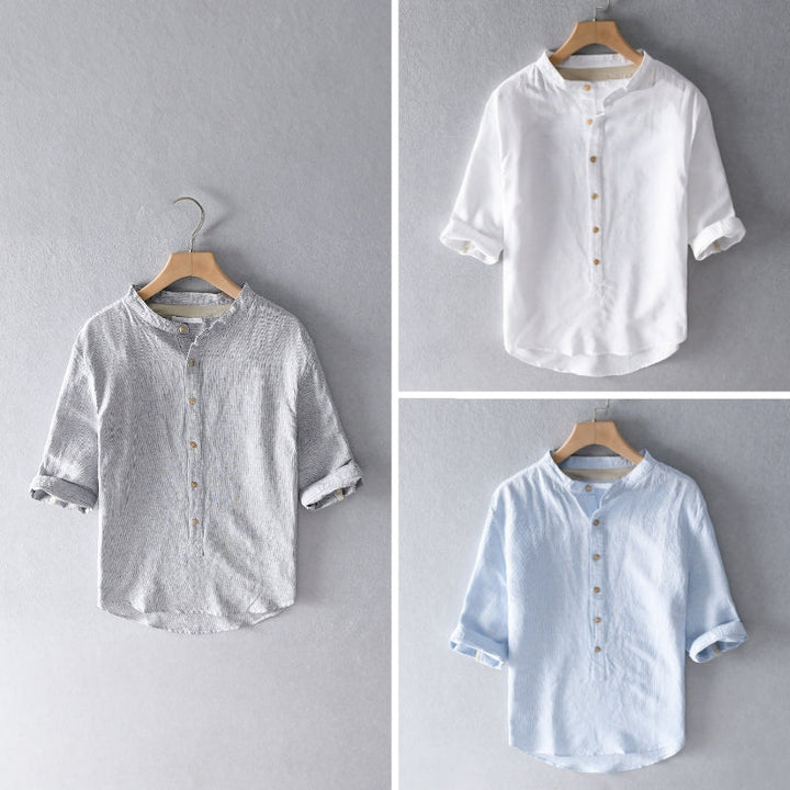 Crisp long sleeve men's button-down shirt, classic design, tailored for a sharp, everyday fit.