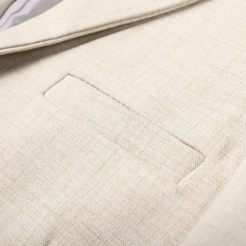 Modern men's fashion blazer, a tailored jacket offering comfort & sharp style for both business & casual looks.