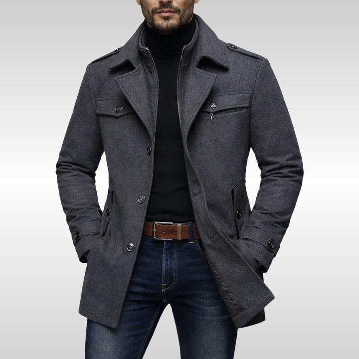 Men's classic tailored overcoat for a smart, elegant look in cold weather. Perfect business casual outerwear.