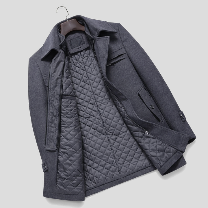 Mens fashion: Classic tailored overcoat, a smart and versatile coat for cold weather and business casual.