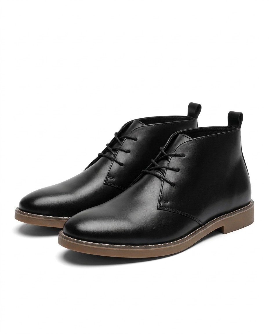 Men's classic tan leather desert boots, perfect for casual everyday wear and men's fashion.