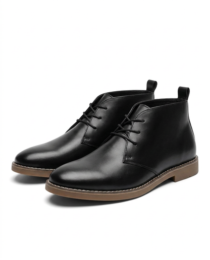 Men's classic tan leather desert boots, perfect for casual everyday wear and men's fashion.