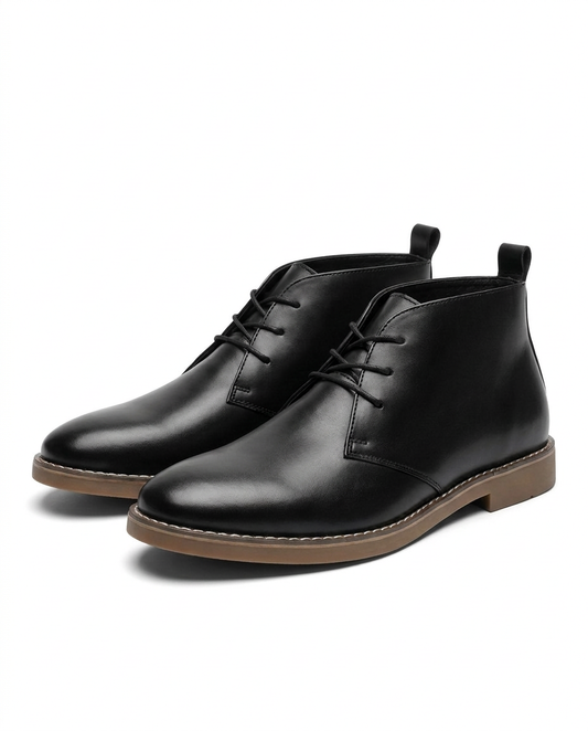 Men's classic tan leather desert boots, perfect for casual everyday wear and men's fashion.