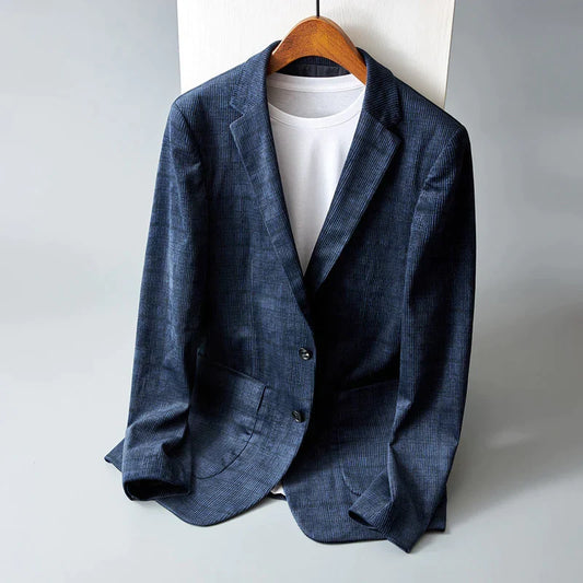 Men's classic textured blazer in a rich fabric, perfect for smart casual or business casual occasions.