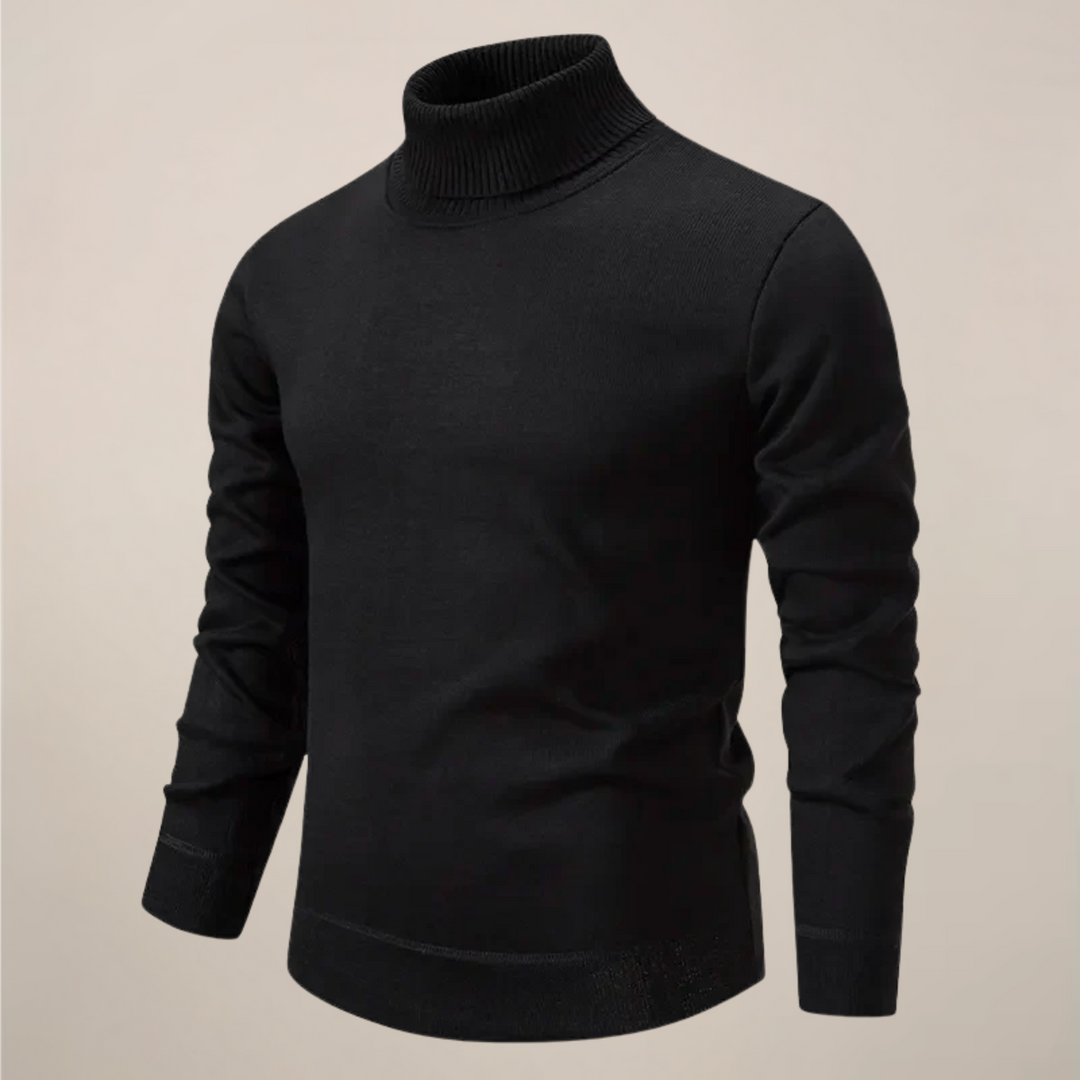 Stylish men's classic turtleneck sweater for winter. A versatile piece for formal or casual outfits.
