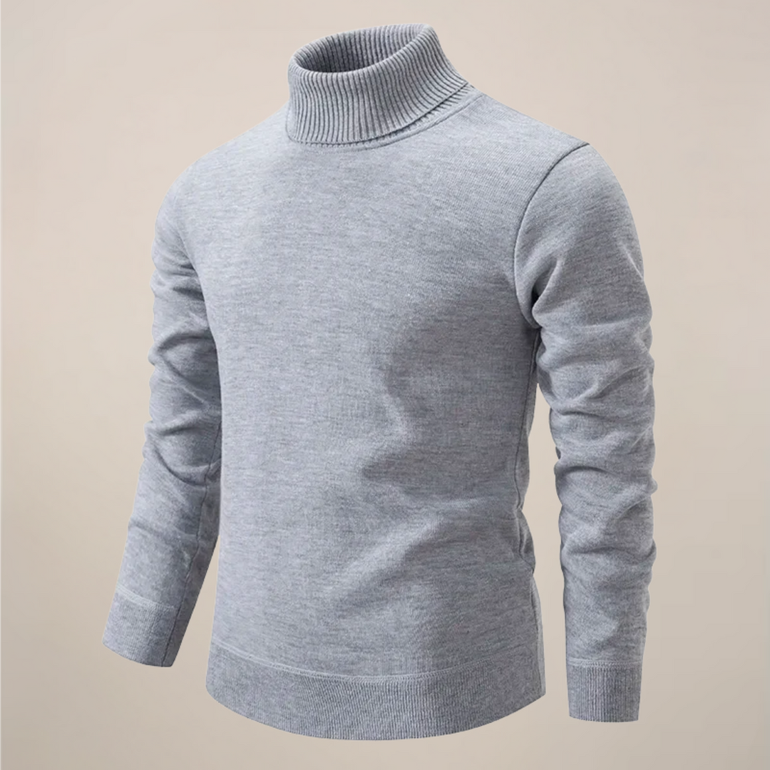 Refined men's turtleneck sweater, an essential for cold weather layering and smart casual elegance.