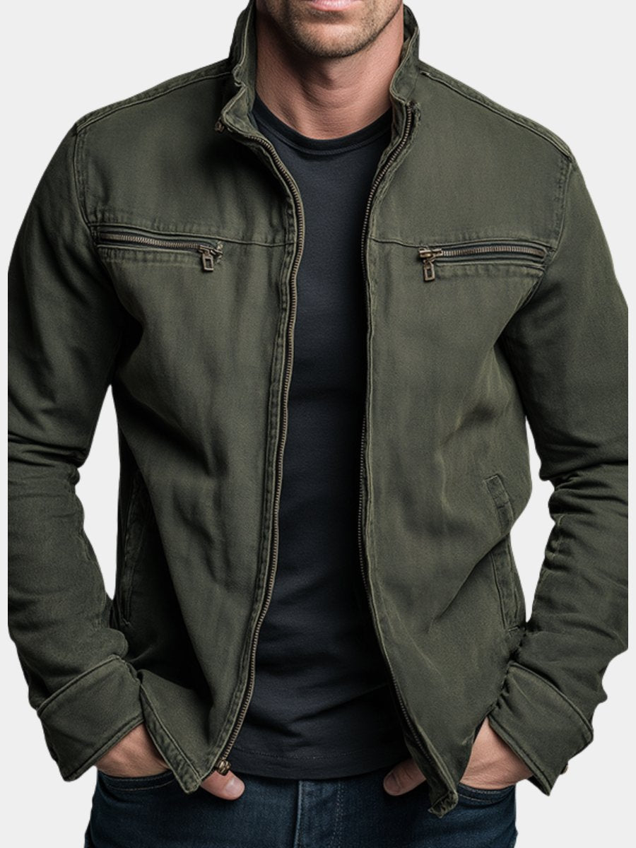 Men's classic utility jacket in versatile khaki, perfect for everyday casual or smart casual style.