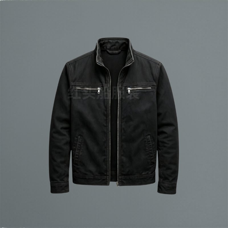 Durable men's utility jacket with sturdy zipper & classic collar, essential everyday outerwear for men.