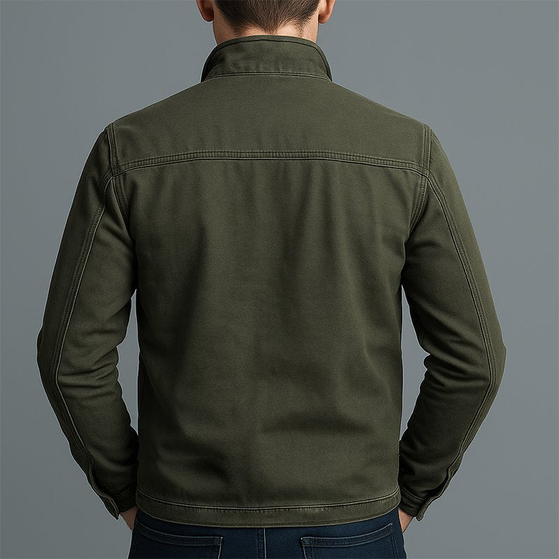 Modern men's classic utility jacket, essential outerwear piece elevating everyday & smart casual men's fashion.