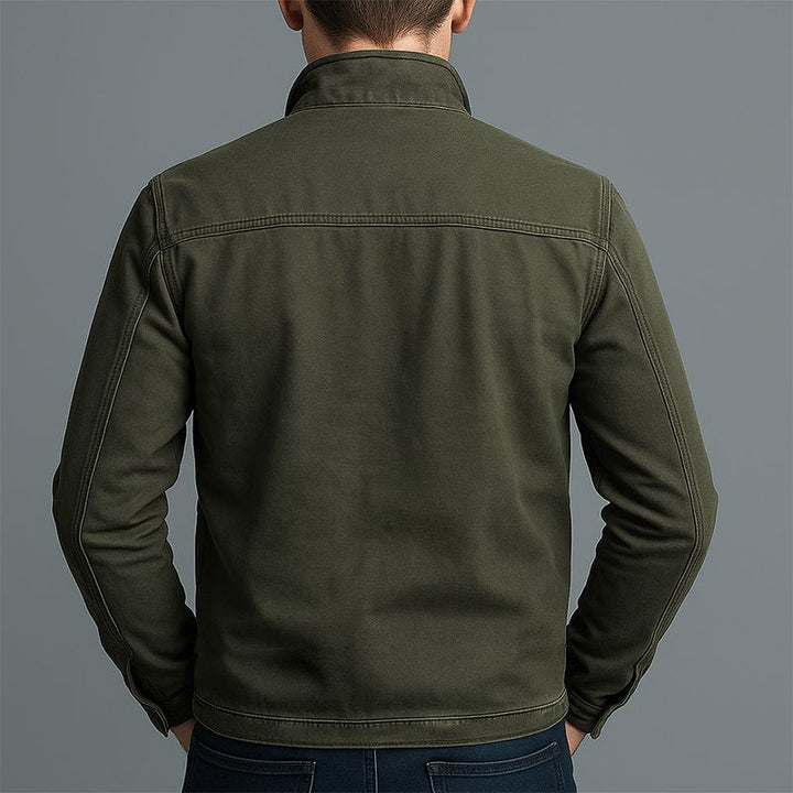 Modern men's classic utility jacket, essential outerwear piece elevating everyday & smart casual men's fashion.