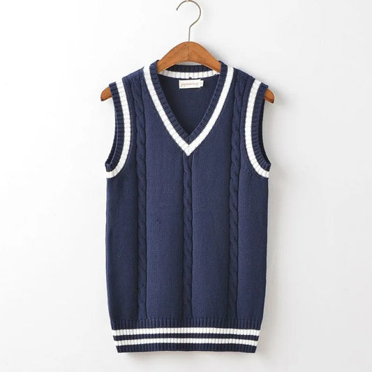 Men's classic V-neck knit vest in a versatile shade, perfect for stylish layering in fall & winter fashion.