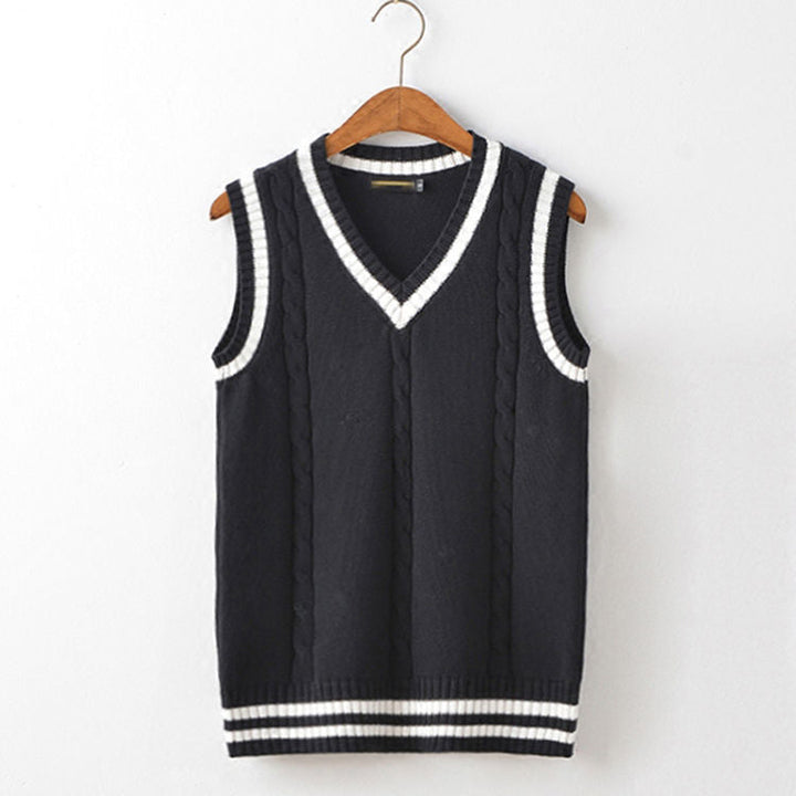 Soft men's knit V-neck vest, a timeless layering piece for men's fashion & essential winter wardrobe.