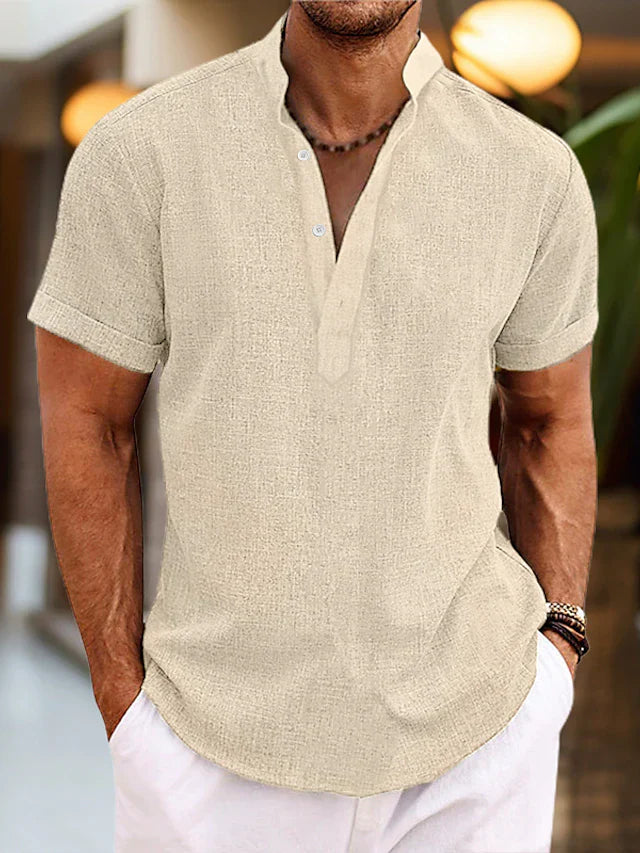 Versatile men's V-neck polo shirt for everyday wear, a staple in any casual wardrobe.