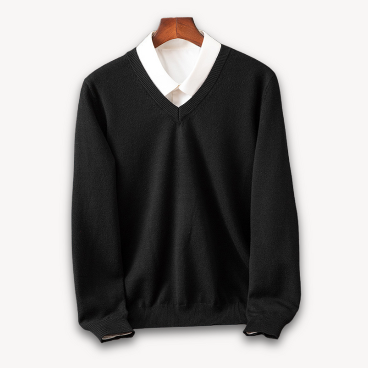 Men's classic V-neck sweater, slim fit, long sleeve, ideal for everyday wear. Comfortable & sleek.