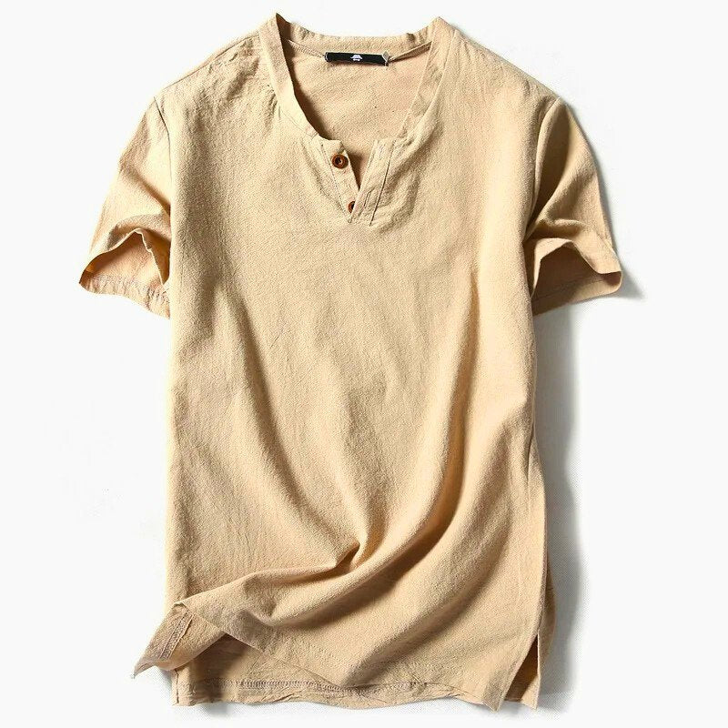 Relaxed fit men's V-neck t-shirt. Comfortable short sleeve tee for easy care & everyday casual style.