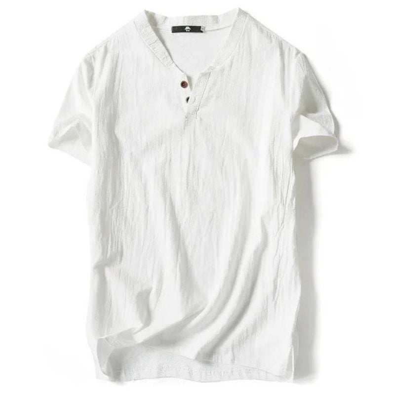 Comfortable men's short sleeve V-neck tee, perfect for summer casual wear and relaxed daily outfits.
