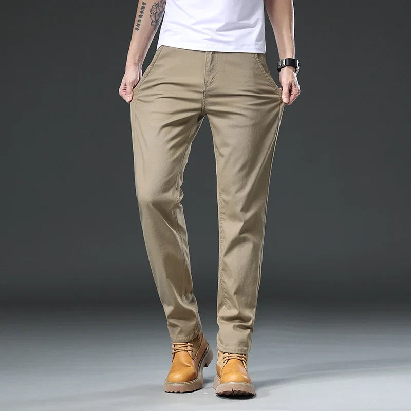 Black men's classic versatile pants, perfect for smart casual, office, or comfortable everyday wear.