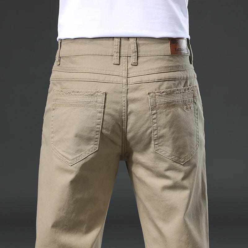 Stylish men's classic versatile pants in a smart casual look, comfortable for everyday wear, travel & office.