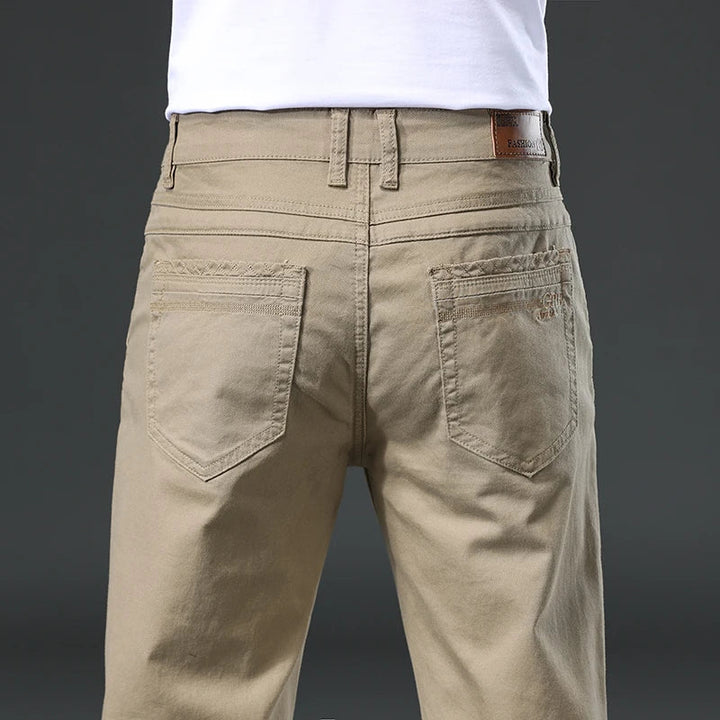 Stylish men's classic versatile pants in a smart casual look, comfortable for everyday wear, travel & office.