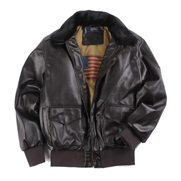 Men's classic vintage leather motorcycle jacket in black, perfect for winter warmth & stylish riding gear.