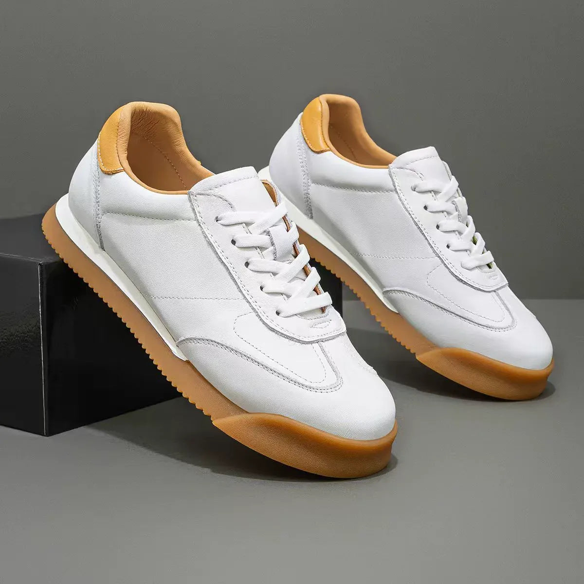 Genuine leather men's classic lifestyle sneaker. Comfortable & stylish casual shoe.