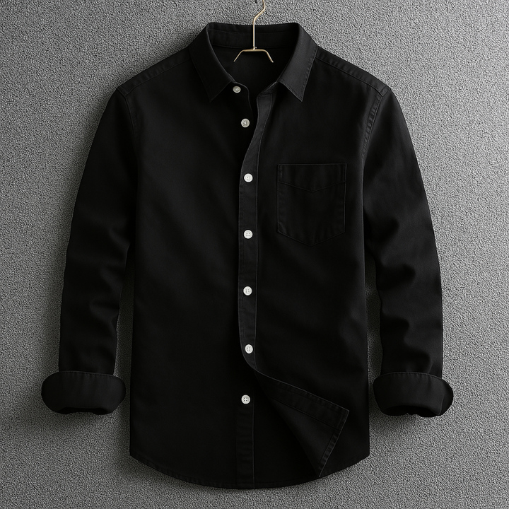 Men's classic white Oxford button-down shirt, long sleeve, sharp & comfortable for versatile everyday wear.