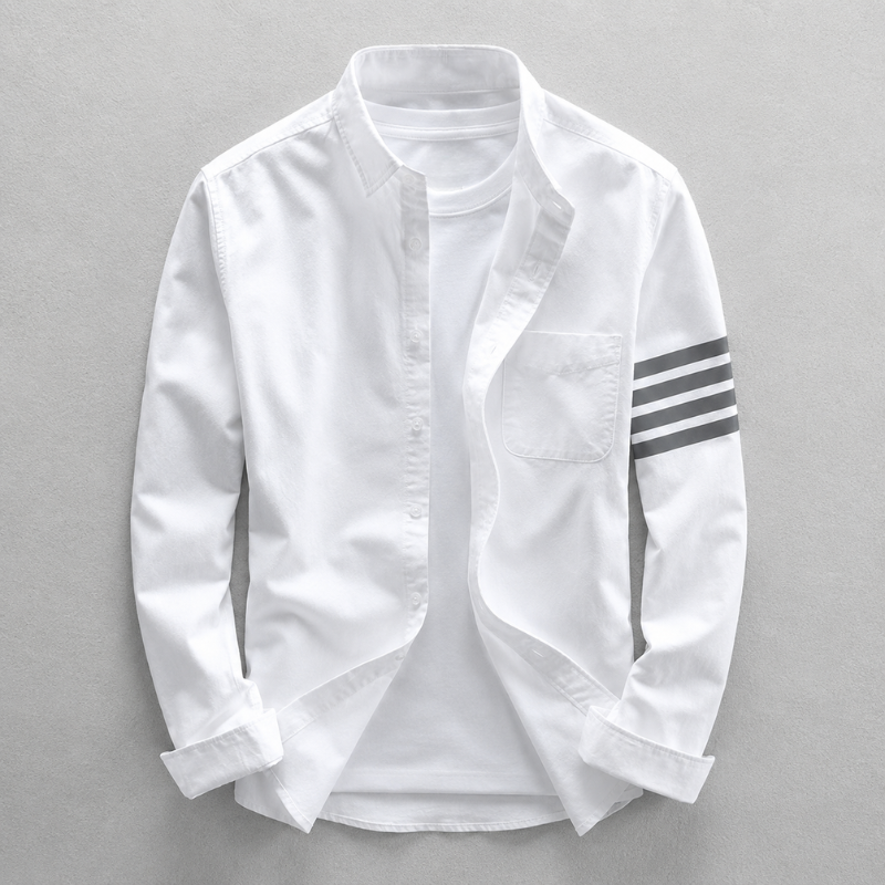 Comfortable men's tailored fit Oxford shirt. Breathable long sleeve for business casual style.