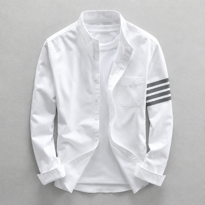 Comfortable men's tailored fit Oxford shirt. Breathable long sleeve for business casual style.
