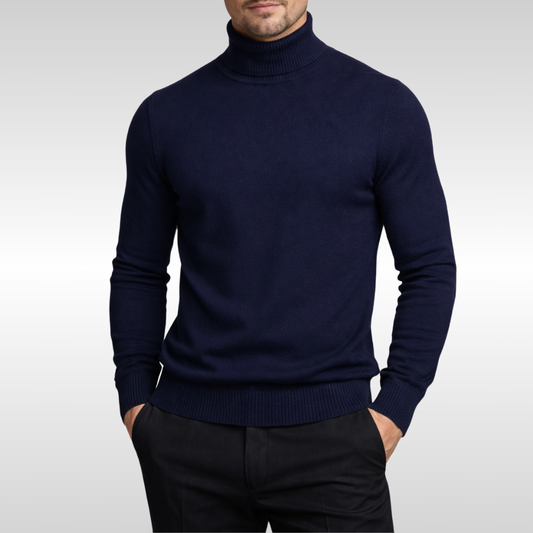 Men's classic white turtleneck sweater, elegant & warm. Versatile pullover for winter fashion & smart casual.