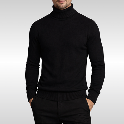 Elegant men's turtleneck sweater, a sophisticated pullover for smart casual winter fashion & layering.