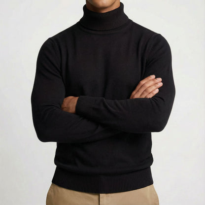 Versatile men's classic turtleneck sweater, perfect for layering in smart casual & everyday outfits.
