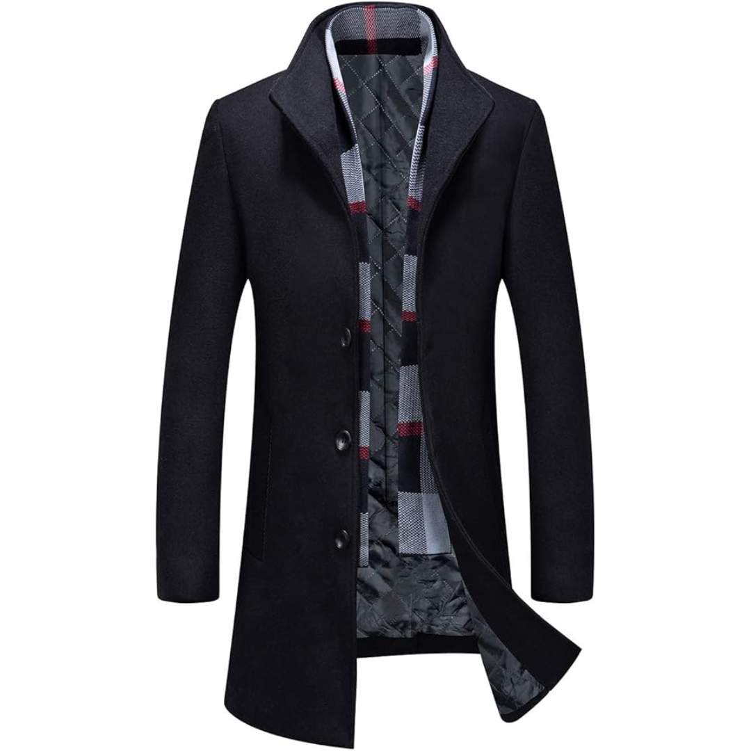Men's classic wool blend trench coat, a sophisticated winter overcoat for men's fashion.