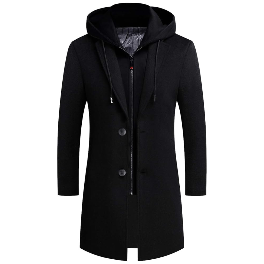 Men's classic winter trench coat, long wool blend outerwear for stylish cold weather and men's fashion.