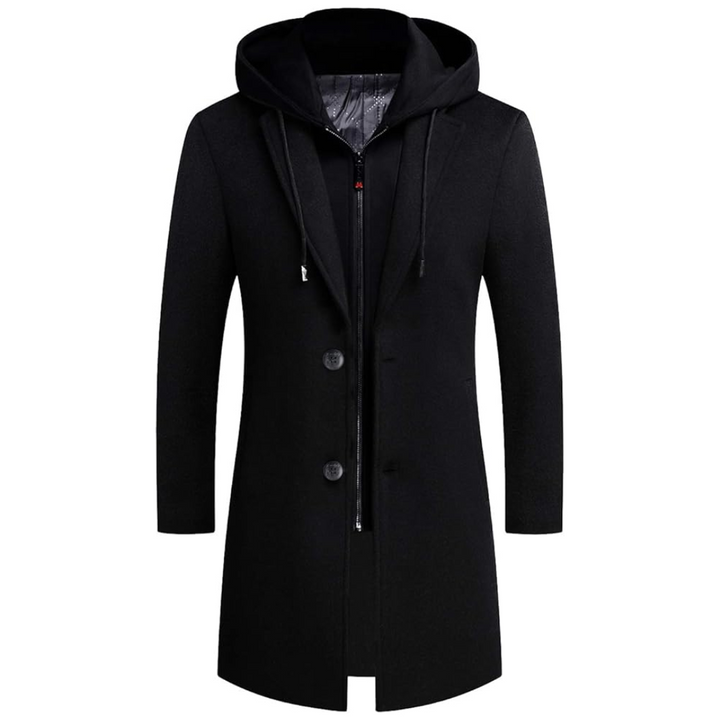 Men's classic winter trench coat, long wool blend outerwear for stylish cold weather and men's fashion.