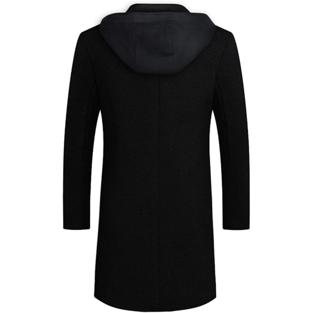 Men's stylish wool blend winter trench coat, a classic long outerwear jacket for cold weather men's apparel.