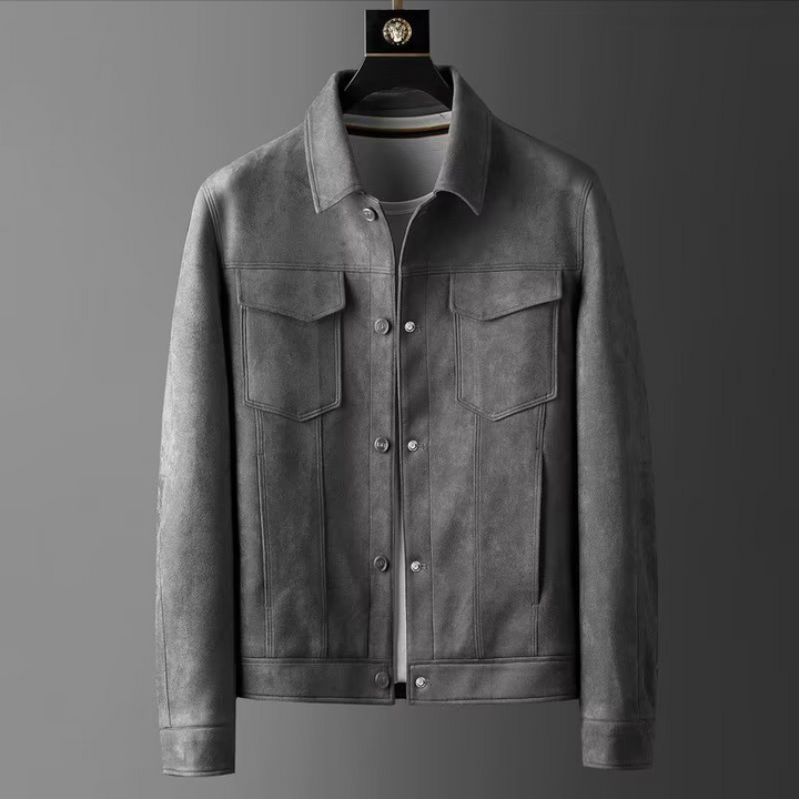 Black Clayton Utility Jacket for men, a modern versatile outerwear with durable fabric & snap front.