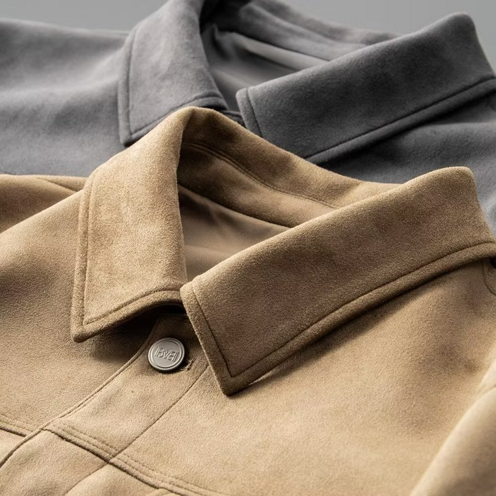 Khaki Men's Clayton Utility Jacket, a durable and modern outerwear with functional snap pockets.