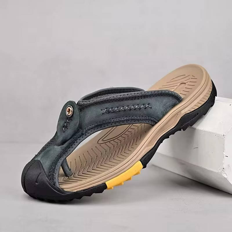 Secure non-slip men's closed toe outdoor sandals; water resistant for stable footing on wet terrain.