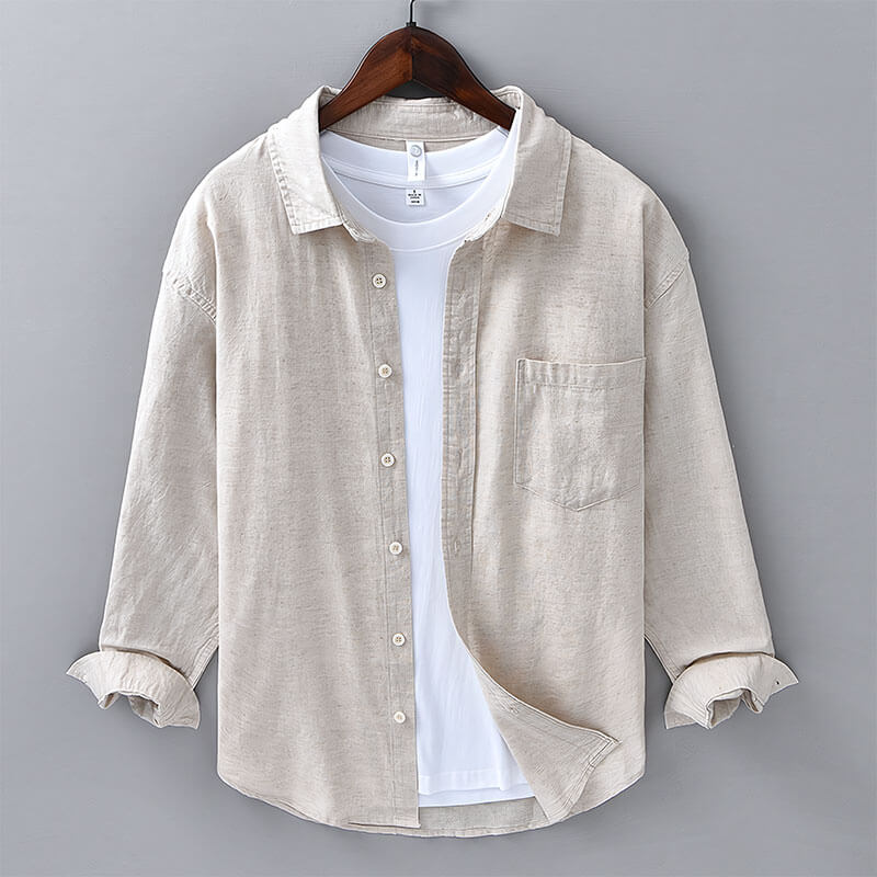 Men's coastal button-up shirt, relaxed fit, perfect for summer beachwear and resort style.
