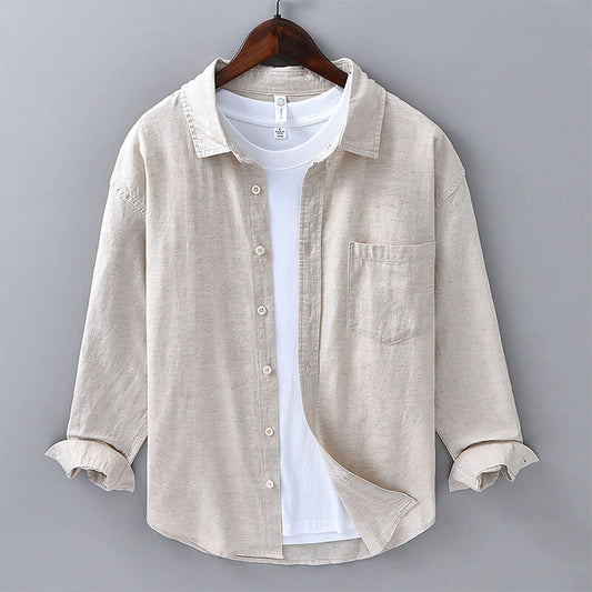 Men's coastal button-up shirt, relaxed fit, perfect for summer beachwear and resort style.
