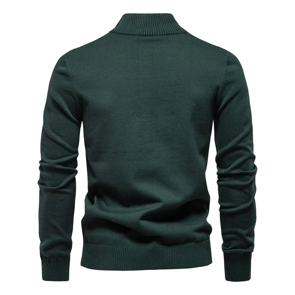 Man wearing a men's striped pullover sweater, great for coastal style casual fashion.