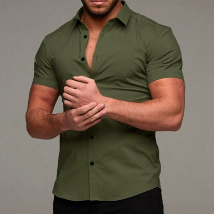 Modern Men's Colburn Performance Shirt, short sleeve, tailored fit, ideal for casual and active wear.