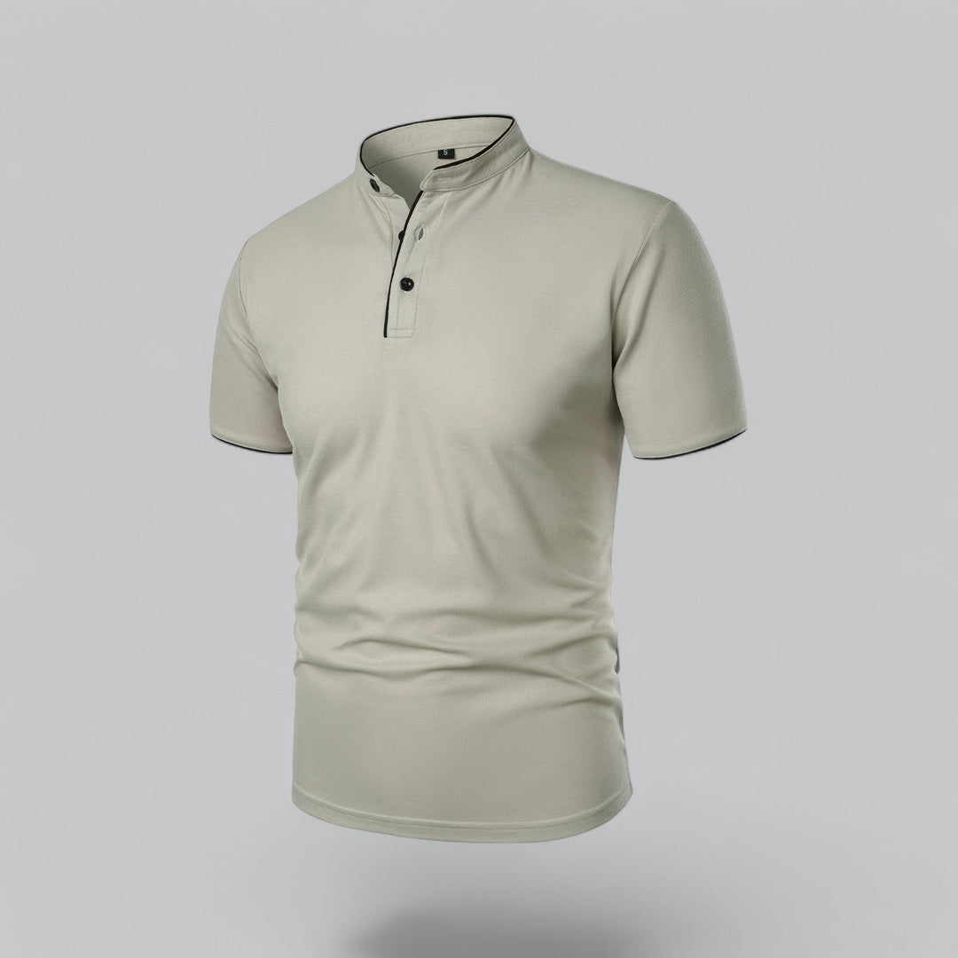 Fashionable men's casual polo top, collarless, perfect for summer style.