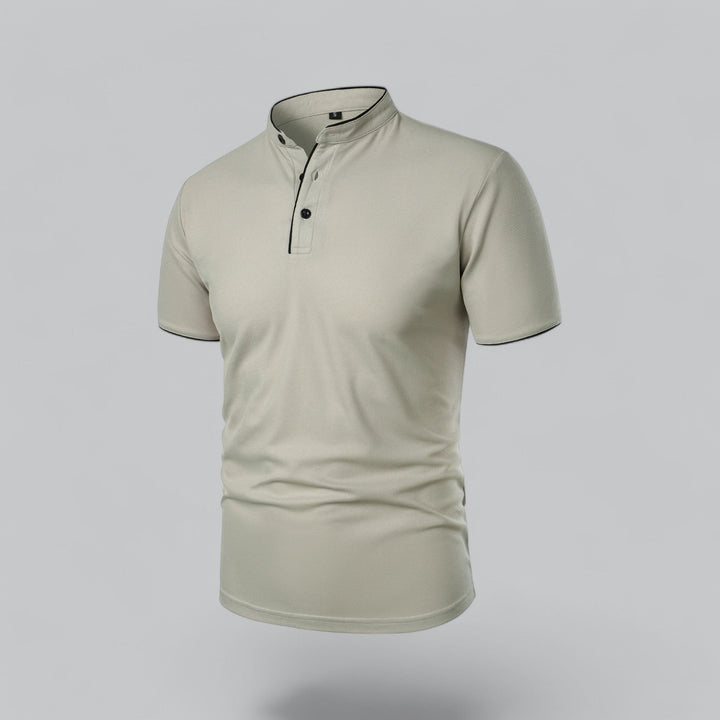 Fashionable men's casual polo top, collarless, perfect for summer style.