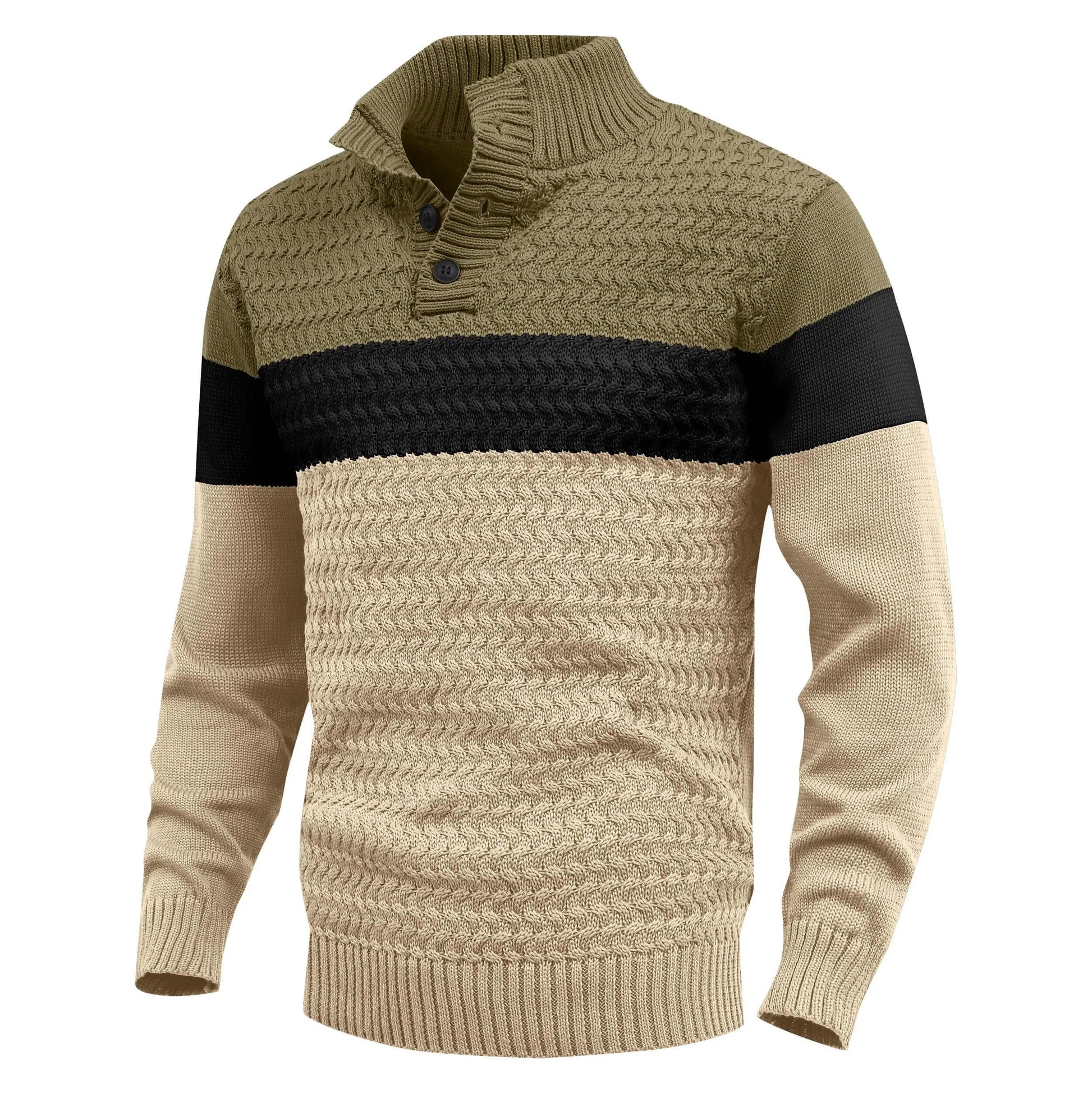 Men's color block crew neck knit pullover sweater, modern fit, ideal for fall & winter casual wear.