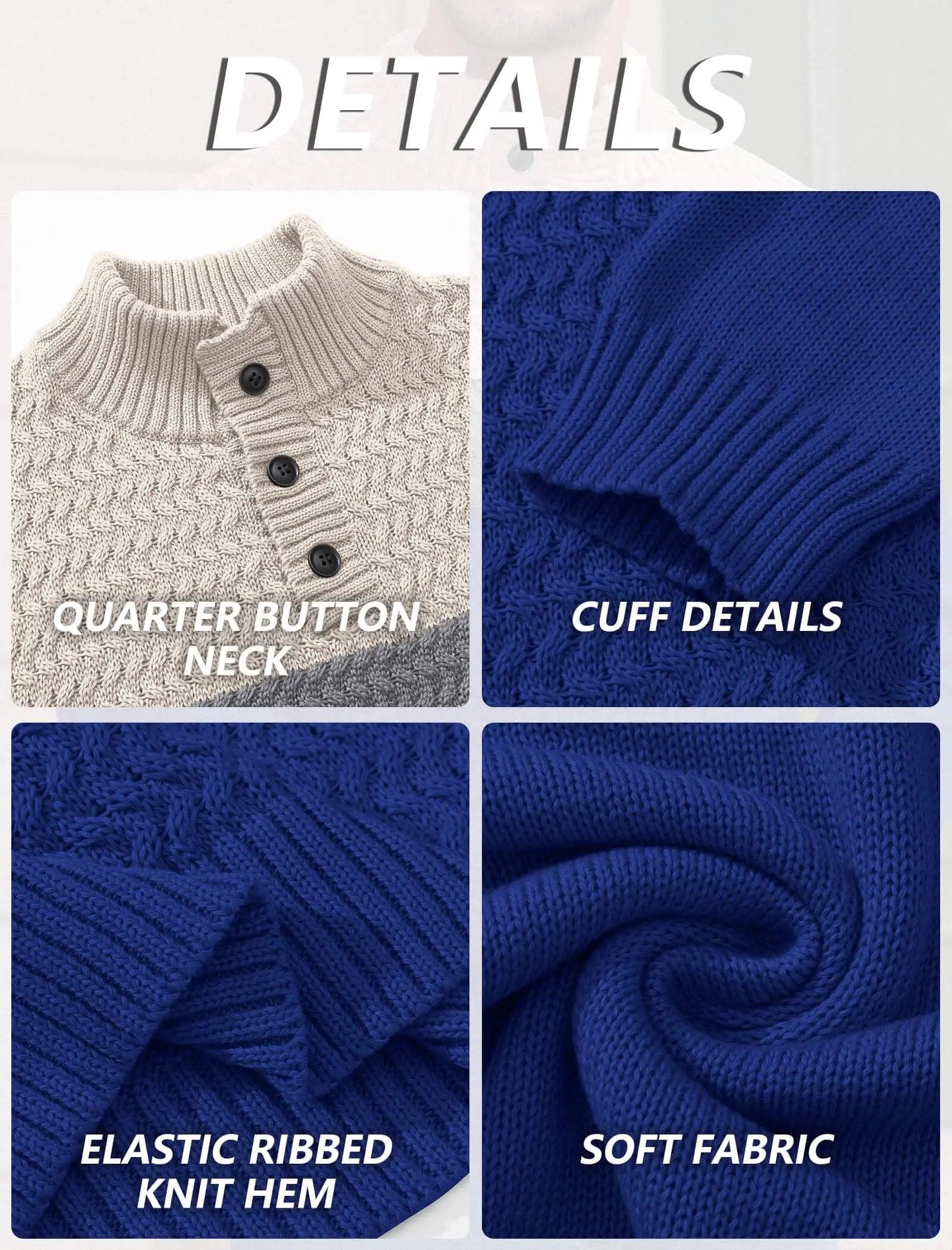 Men's long sleeve color block knit pullover sweater, crew neck. Perfect for comfortable casual fashion.