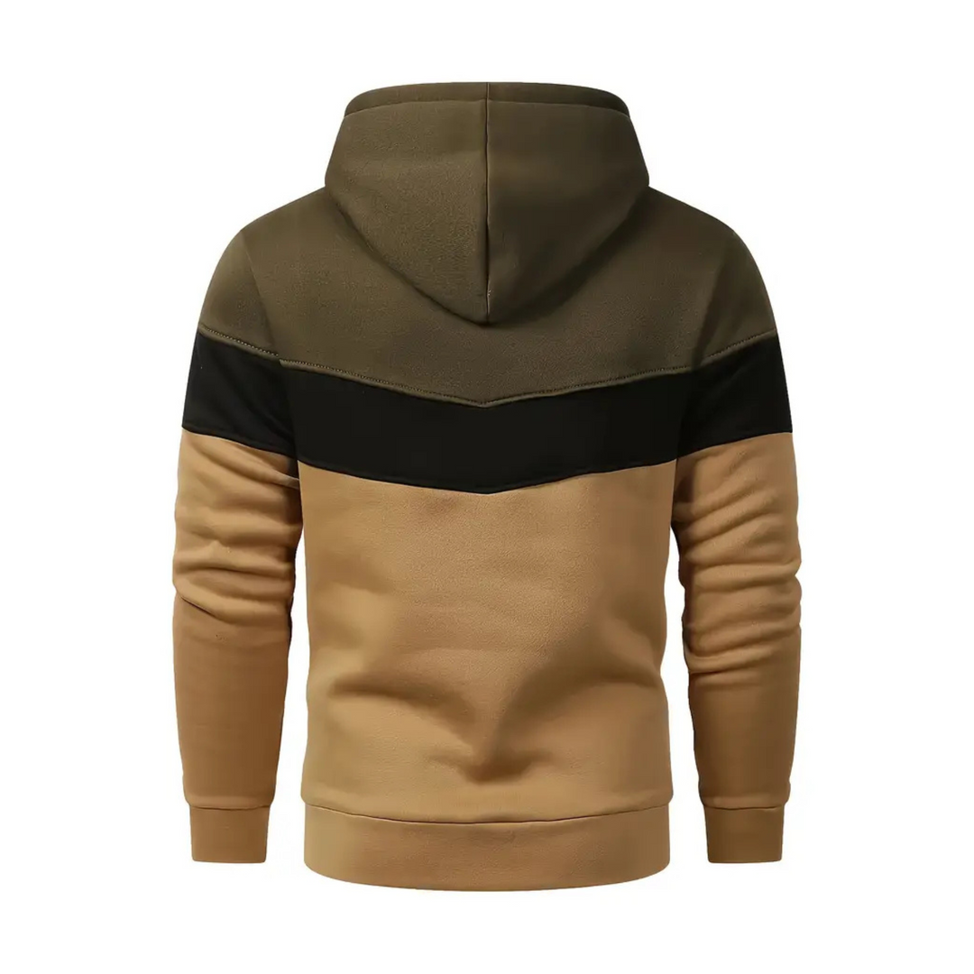 Athletic men's colorblock hoodie, perfect for workouts or comfortable casual wear.