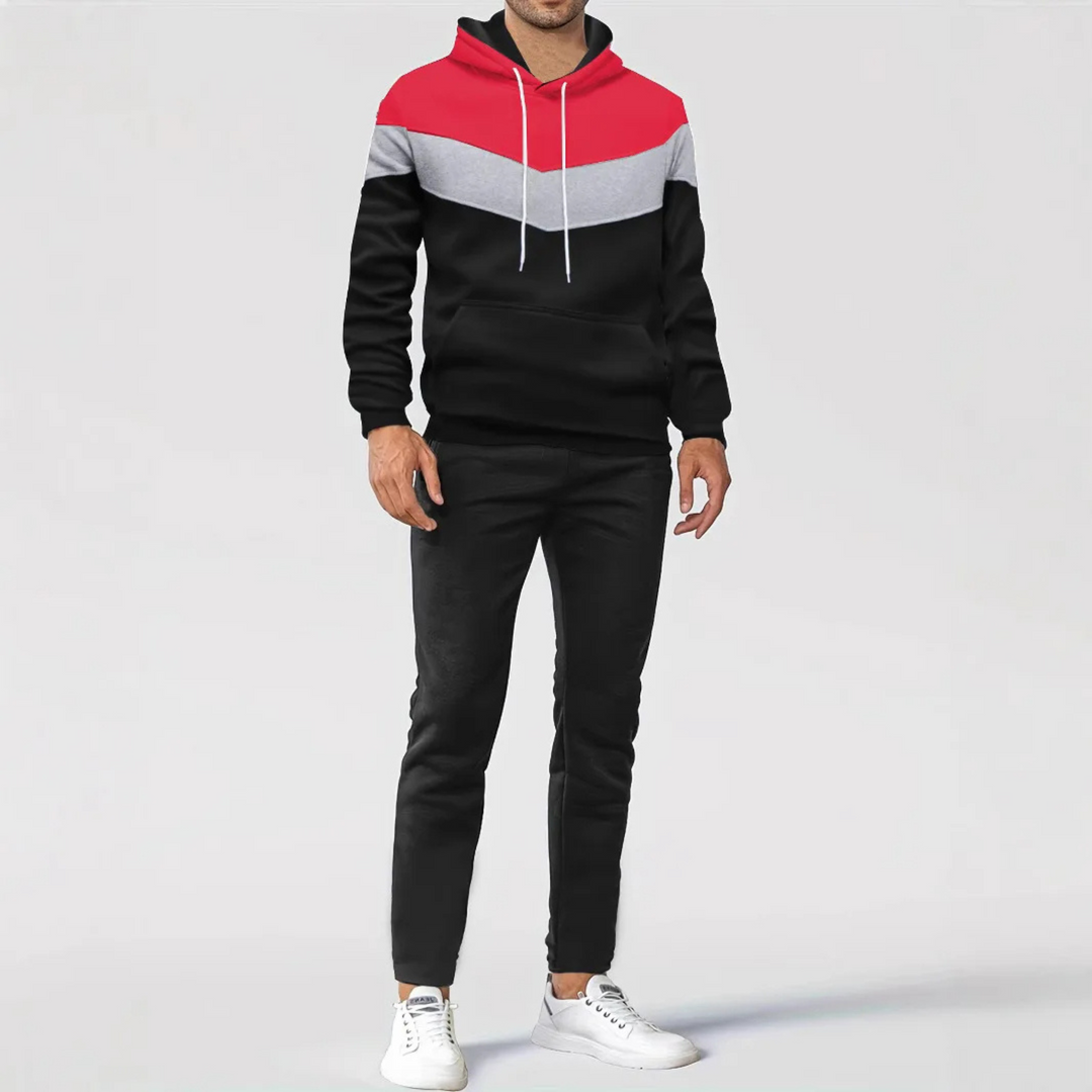 Sporty men's colorblock athletic hoodie, versatile for casual or active wear.
