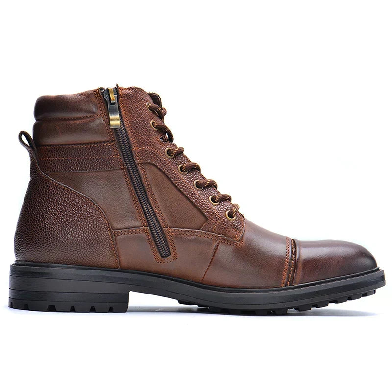 Men's Colton Premium black leather dress boots, perfect for sophisticated formal wear or smart casual outfits.