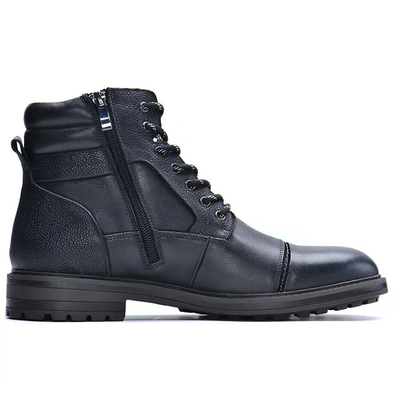 Brown leather Men's Colton dress boots, offering durable, comfortable all-season footwear for men.